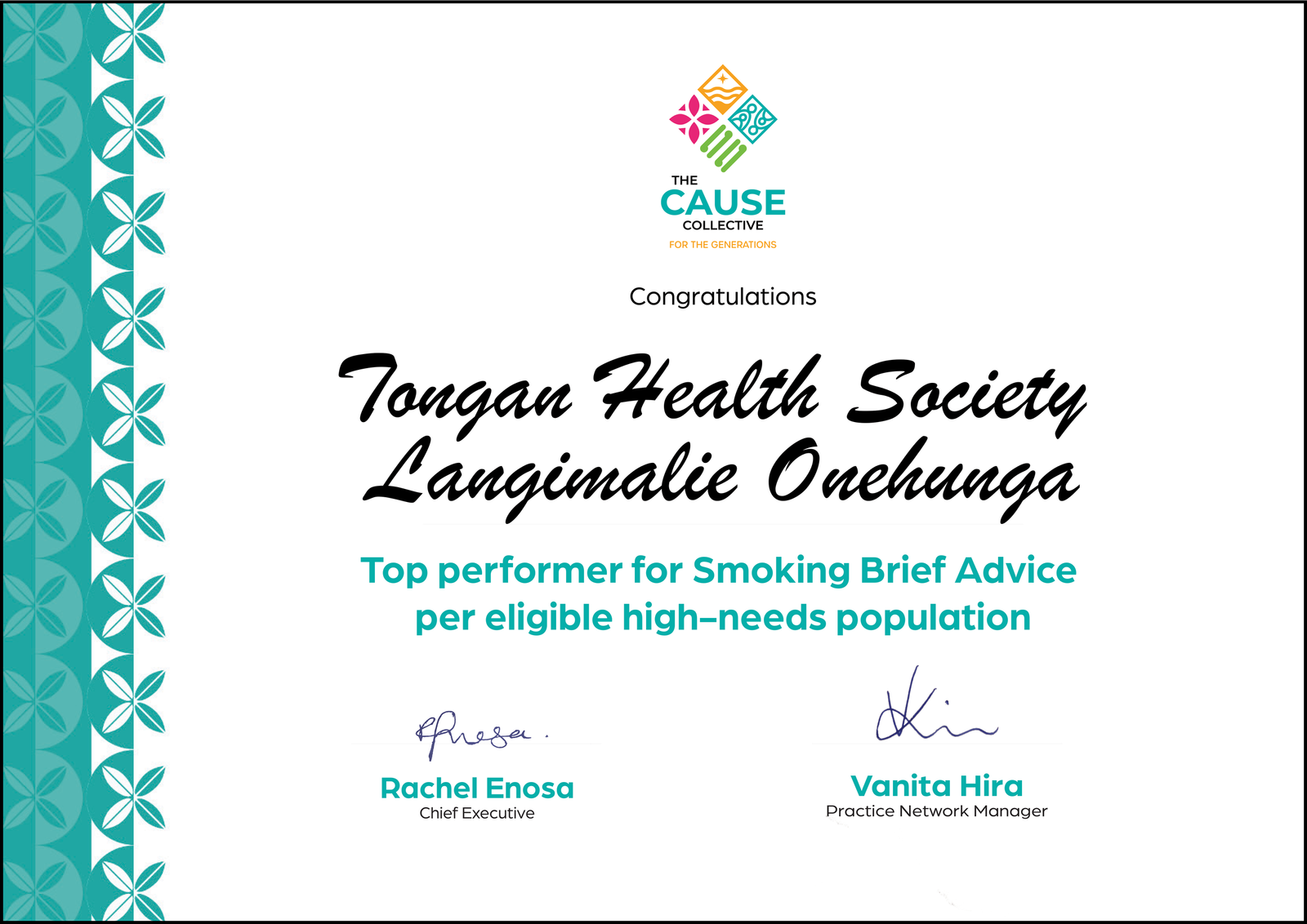 Smoking Brief Advice award