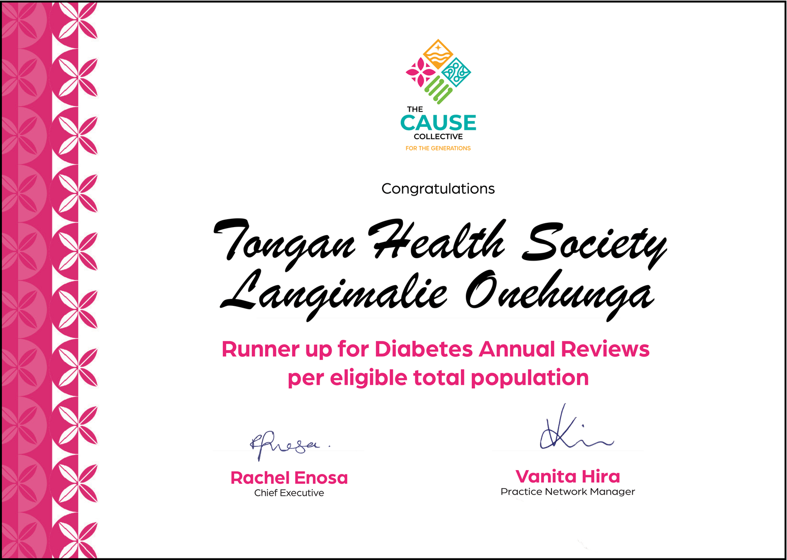 Diabetes Annual Review runner up award